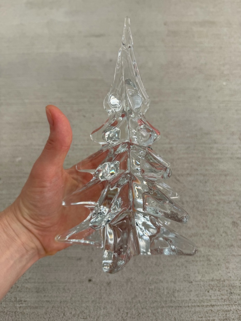 Vintage Clear Glass Christmas Tree Figurine 8” Art Glass Holiday Decor - Picture 3 of 7
